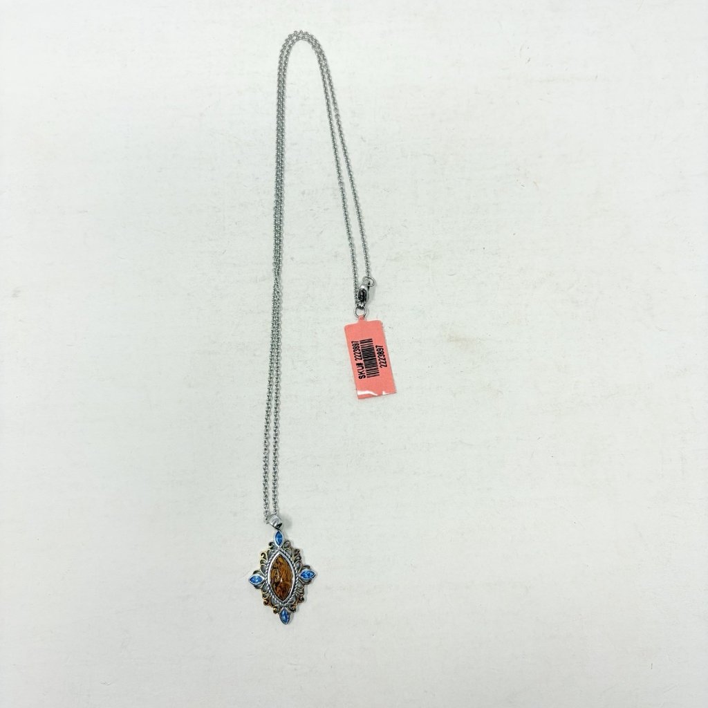 Shop Lc Indian Script Stone/Blue Glass Sterling Silver Pendant & 20in Chain 5421